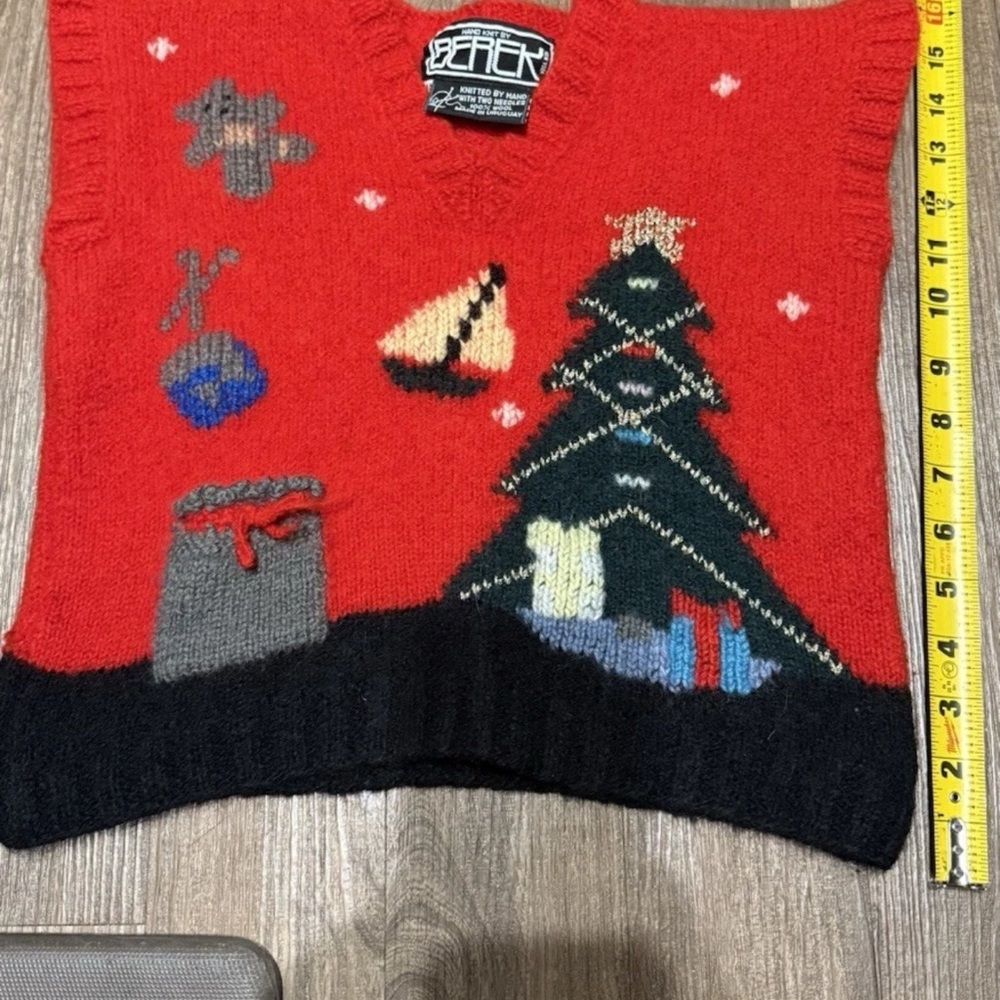 Christmas Vest Hand Knitted by Hand Vintage Berek Women's Size Small Size 14